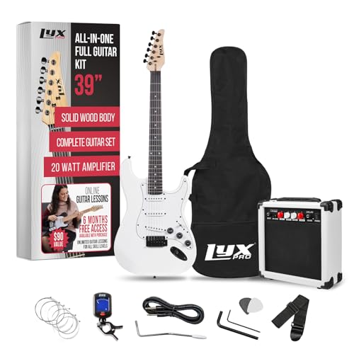 LyxPro Electric Guitar 39" Beginner Starter Kit with 20W Amp, Black B69338