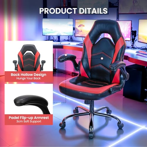 Gaming Chair with Footrest, Lumbar Support, Red/Black M9231