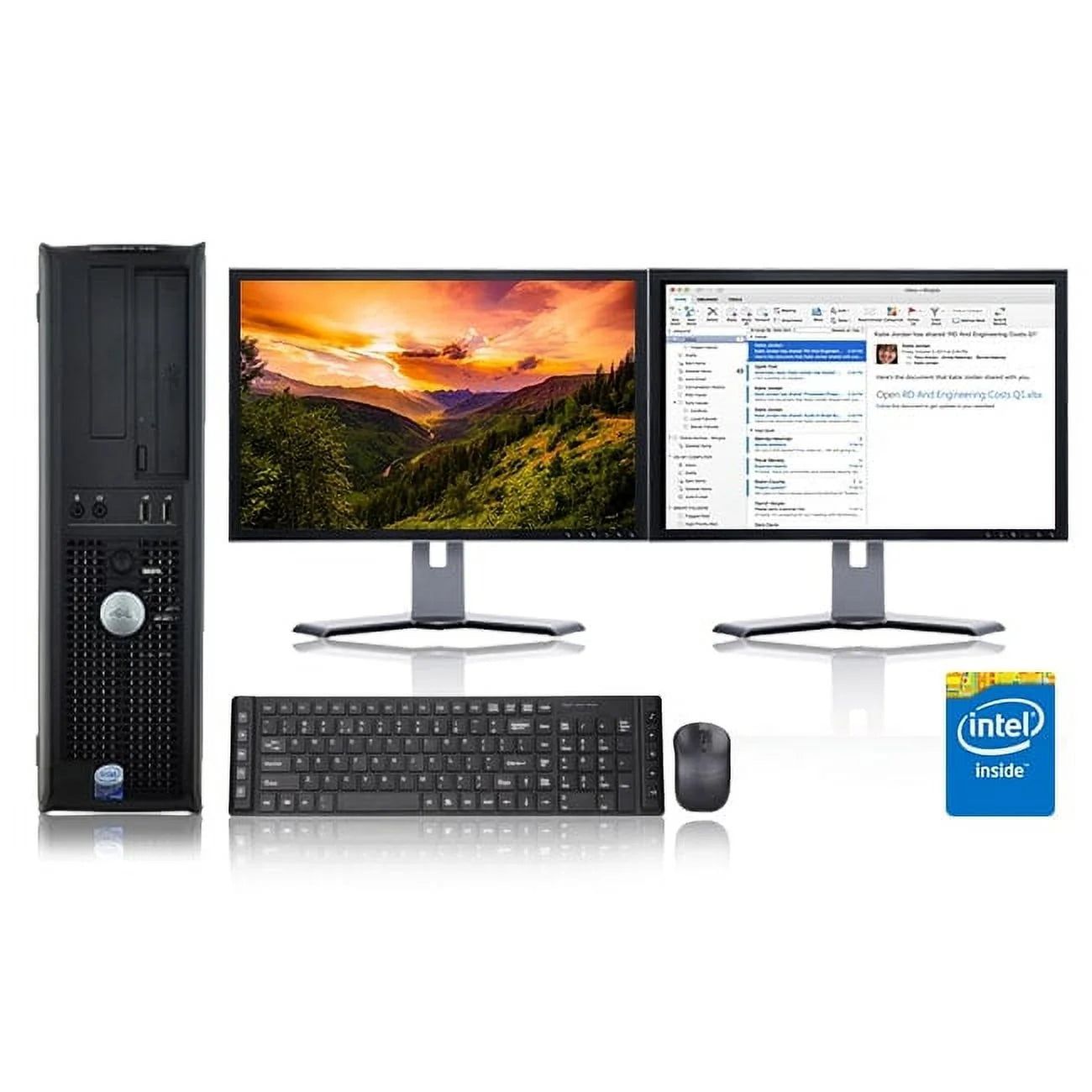 Used - Dell Optiplex Desktop Computer 3.0 GHz Core 2 Duo Tower PC, 8GB, 500GB HDD, Windows 7 x64, 19" Dual Monitor , USB Mouse & Keyboard