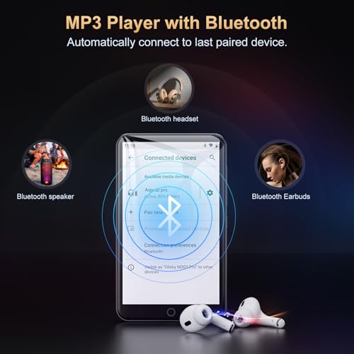 80GB MP3 Player with Bluetooth and WiFi, 4.0" Touch Screen, Black K1208