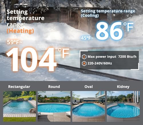 27000 BTU Electric Pool Heater for Above Ground & Inground Pools, WiFi Control, 120V U93482