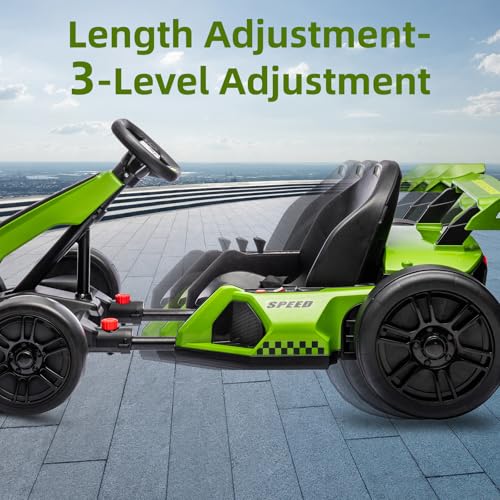 24V Kids Go Kart 300W Electric Drift Kart Car with Adjustable Seat, White X99654