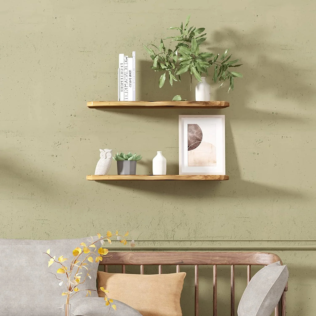 24 Inch Cedar Natural Edge Floating Shelf Set of 2 T53365