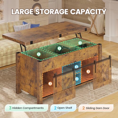 SEDETA Lift Top Coffee Table with Storage, Convertible Dining Table, Grey M719
