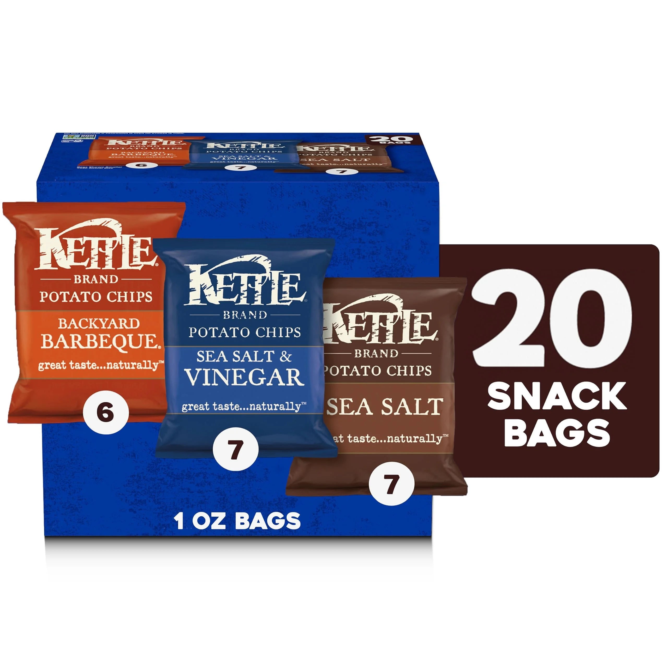 Kettle Brand Potato Chips Variety Pack, 1 Oz, 20 Ct T78519
