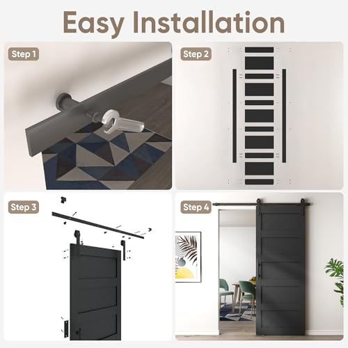 JUBEST 36" x 84" Sliding Barn Door Kit with Hardware, Black R91690