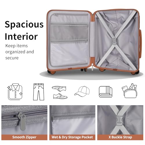Lightweight 3-Piece Hardshell Luggage Set with Spinner Wheels & TSA Lock, Light Avocado Green B502471