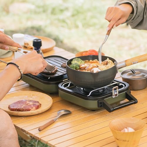 Naturehike 2 Burner Folding Camping Stove with Griddle, Portable Gas Stove P317