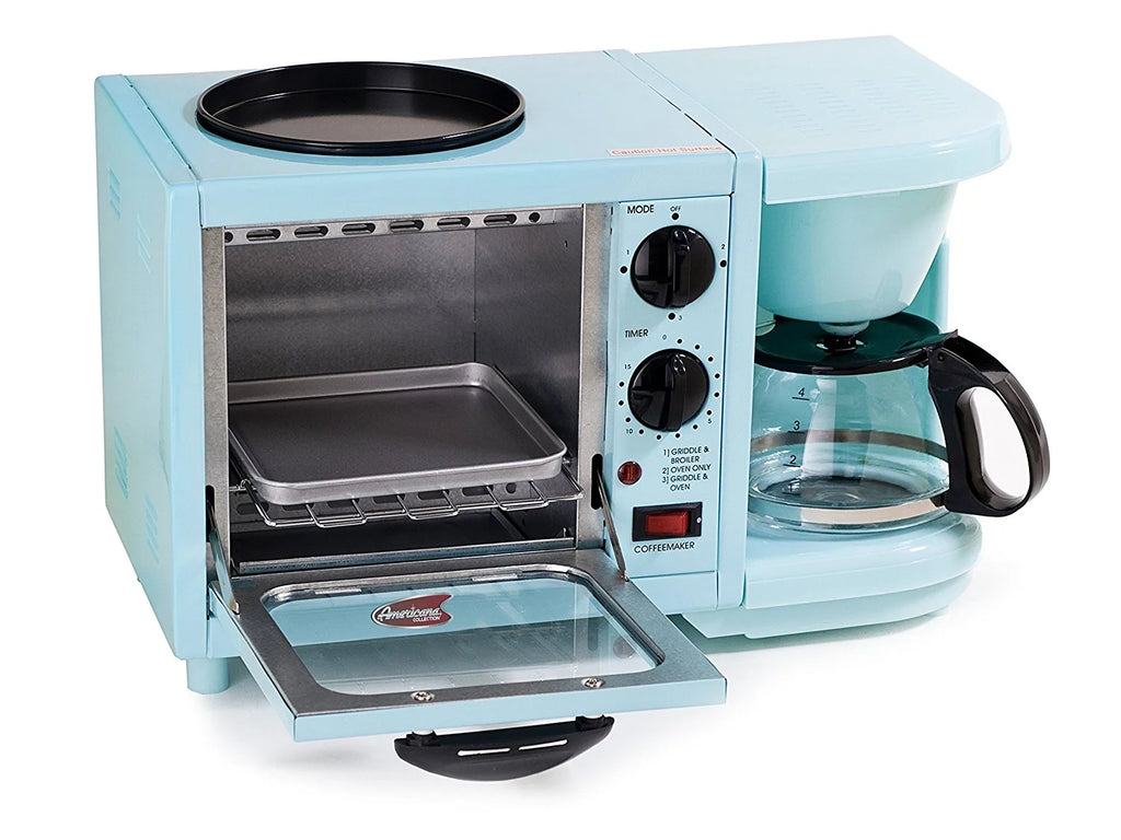 Americana by Elite EBK-200BL 3-in-1 Mini Breakfast Shoppe, Mint Blue U864787