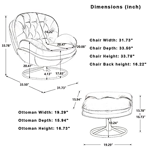 Baysitone Velvet Swivel Accent Chair with Ottoman Set, Modern Lounge Chair, Fruit Green Q36819