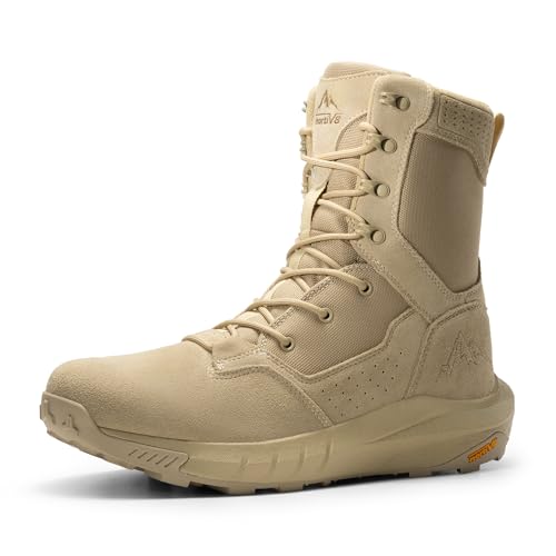 NORTIV 8 Men's Military Tactical Combat Boots Side Zipper Leather Lightweight 8 Inches K585047
