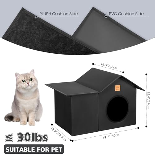 Weatherproof Insulated Outdoor Cat House with Waterproof Oxford Fabric U8928