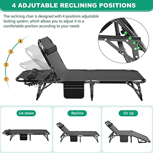 NAIZEA Folding Camping Cot for Adults, Adjustable Reclining Chair N72576