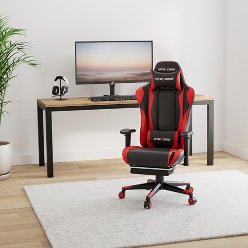 GTRACING Gaming Chair with Footrest, Ergonomic Reclining, Blue C551