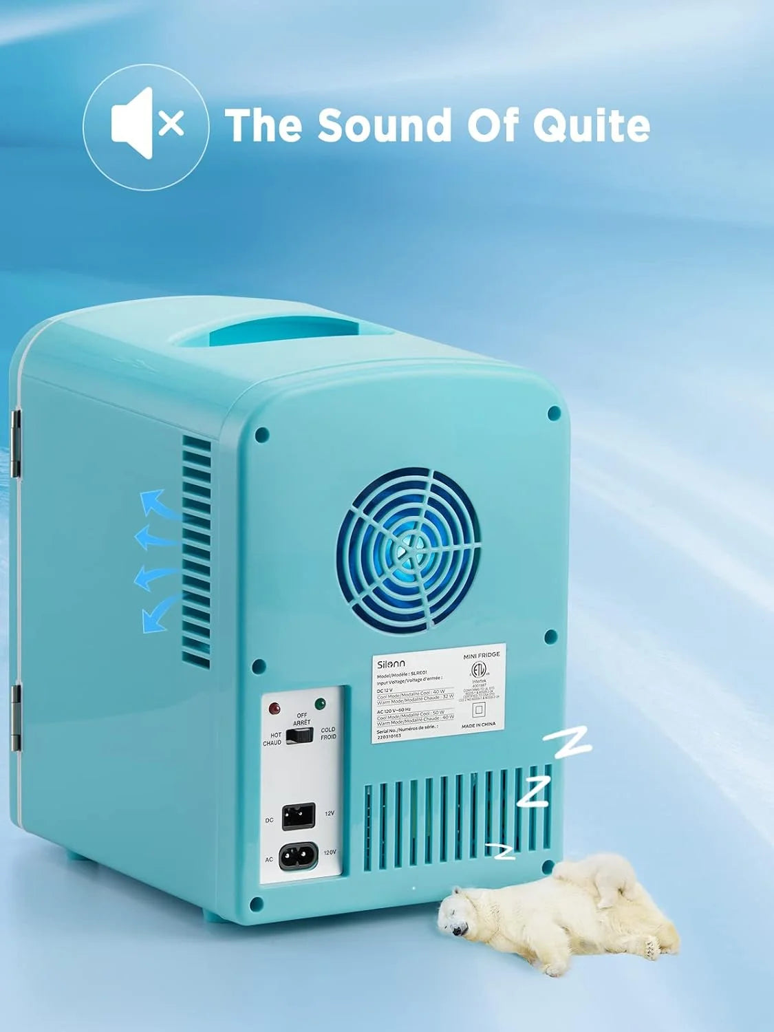 Silonn Mini Fridge, Portable Skin Care Fridge, 4L Cooler and Warmer, Teal U28073