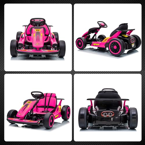 24V Electric Go Kart for Kids, 400W Drift Cart with EVA Tires, Red Y5542