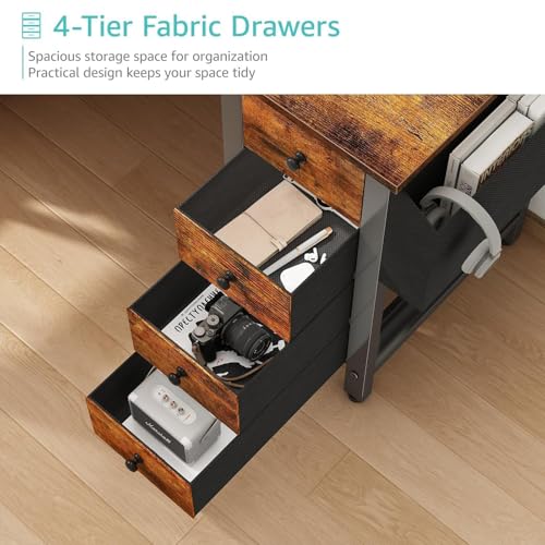 Lufeiya L Shaped Gaming Desk with Drawers & Power Outlet, Black A39519