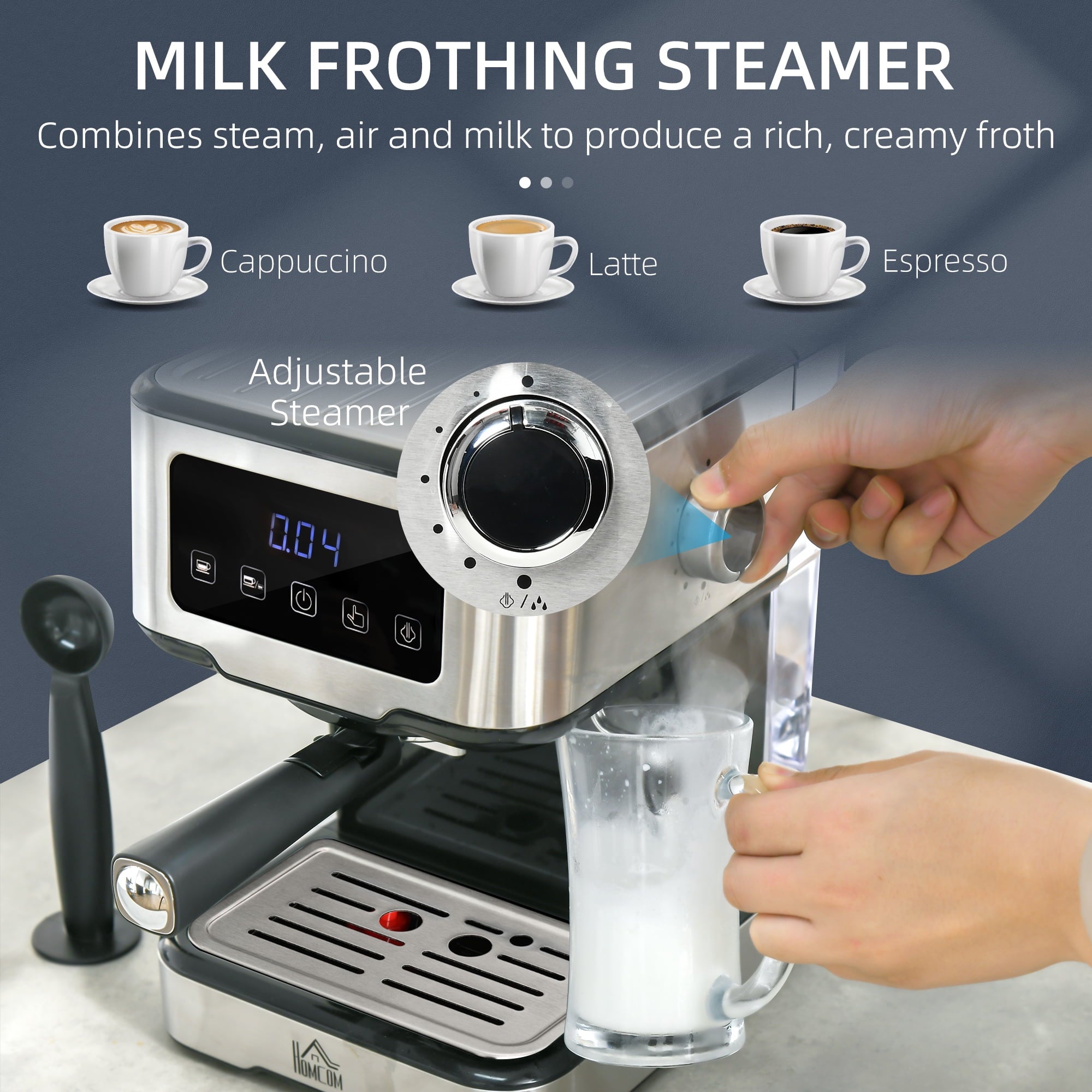 Espresso Coffee Maker Machine 15-Bar with Milk Frother A90121