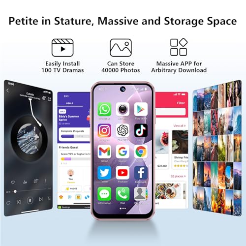 Mini Smartphone Unlocked 3.88" HD WiFi Small Mobile Phone for Kids Pink Q340