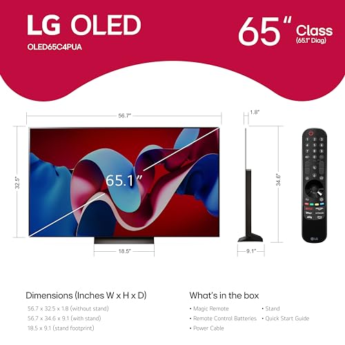 LG 65-Inch Class OLED evo C4 Series Smart TV 4K with Magic Remote E146