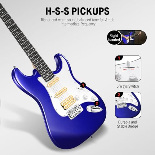 Donner DST-100B 39 Inch Electric Guitar Beginner Kit with Amplifier and Accessories W342