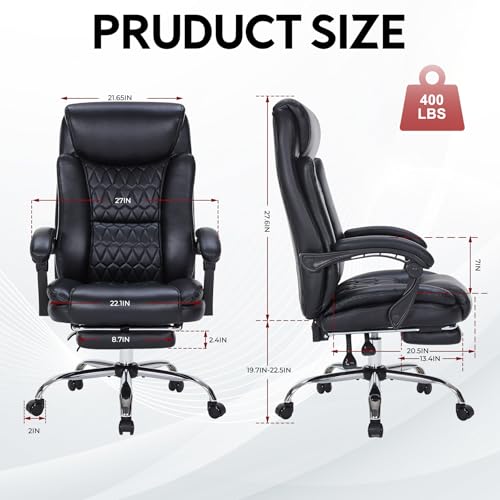 Reclining Executive Office Chair with Foot Rest for Heavy People, Khaki L77641