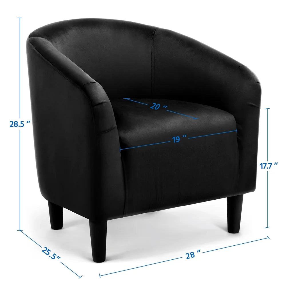 Alden Design Barrel Accent Chair, Black Velvet C456