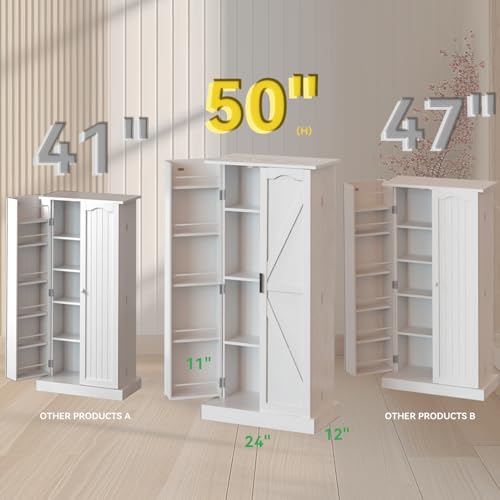 50" LED Kitchen Pantry Cabinet with Doors and Adjustable Shelves N13021