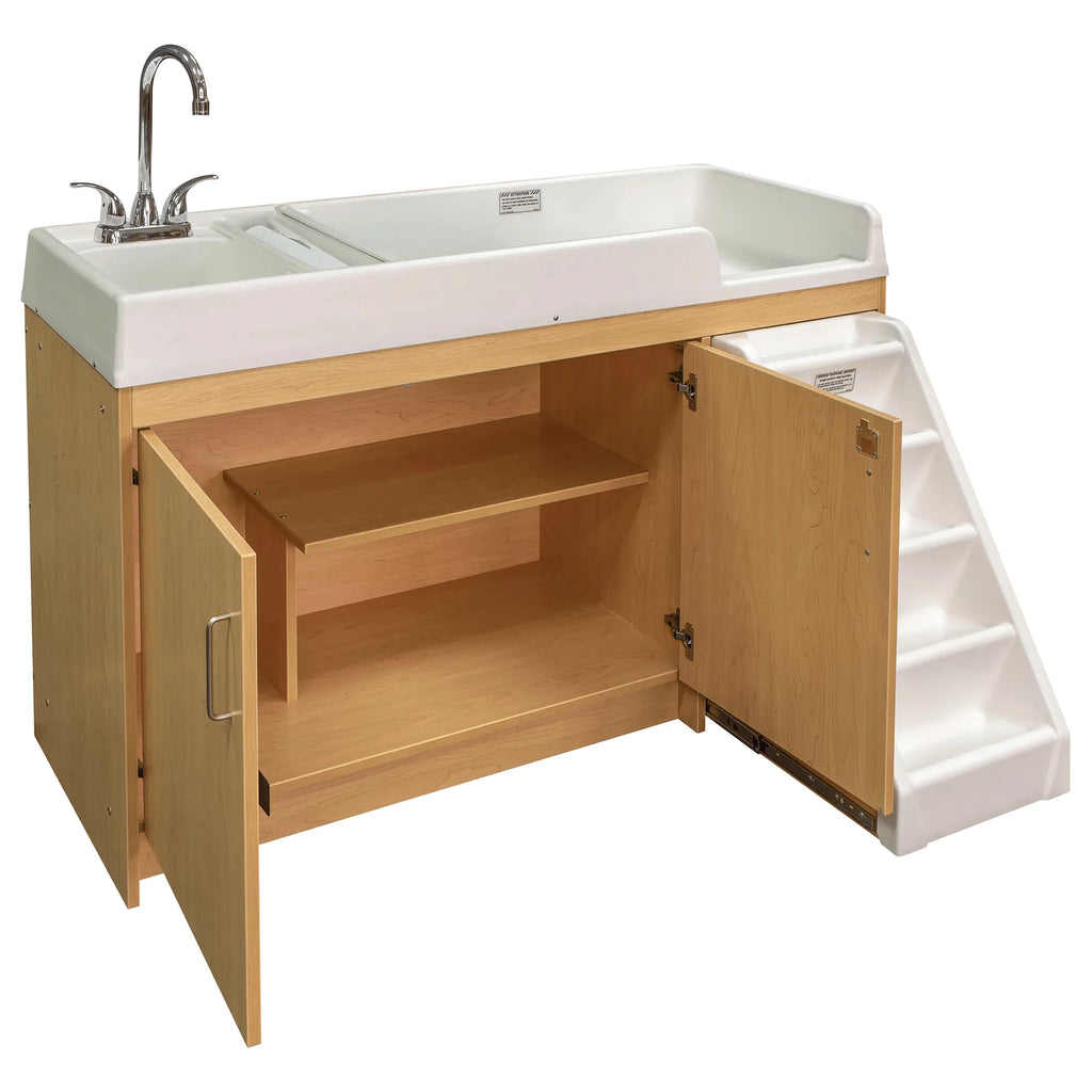 Tot Mate Walk-Up Baby Changing Table with Built-In Sink, Maple G138