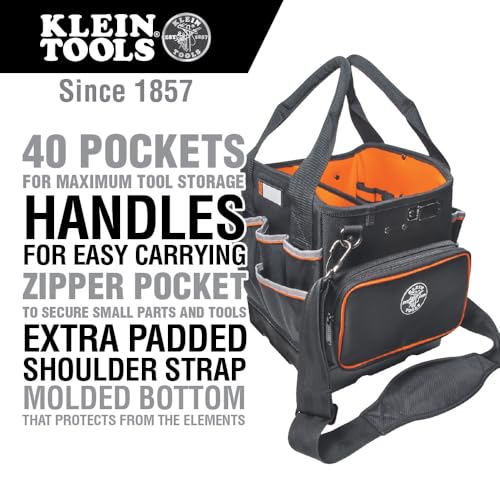 Klein Tools 55419SP-14 Tool Bag with Shoulder Strap, 14 Pockets O8402