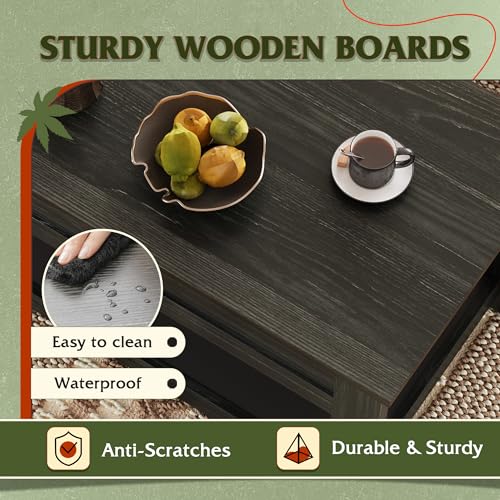 WLIVE Lift Top Coffee Table with Storage Shelf, Rustic Brown Z11463