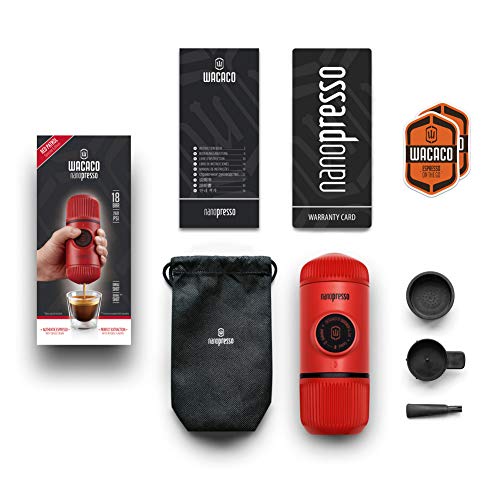 WACACO Nanopresso Portable Espresso Maker, 18 Bar Pressure, Manual Travel Coffee Maker F884