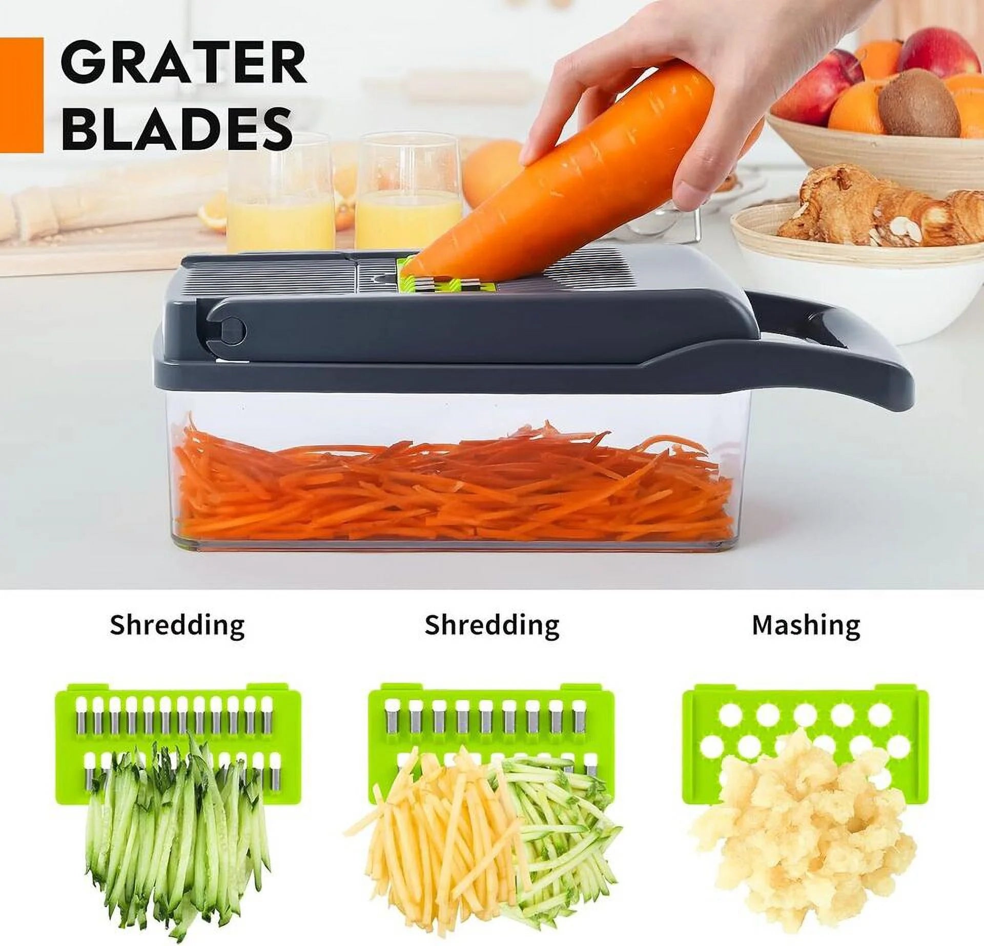 Vegetable Chopper 13 in 1 Food Processor, Gray V5065