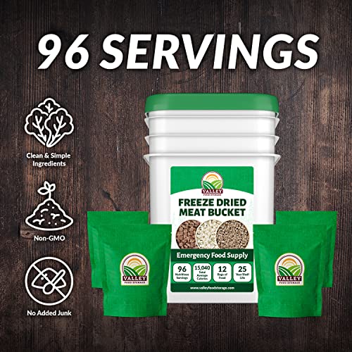 Premium Protein Bucket Freeze Dried Meat & Dairy 25 Year Shelf Life by Valley Food Storage S605261