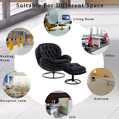 Baysitone Velvet Swivel Accent Chair with Ottoman Set, Modern Lounge Chair, Fruit Green Q36819