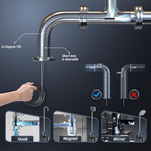 Endoscope Camera with Light, 4.3" IPS Screen, 1920P HD, 16.4FT Semi-Rigid Cord, IP67 Waterproof, Orange G627561
