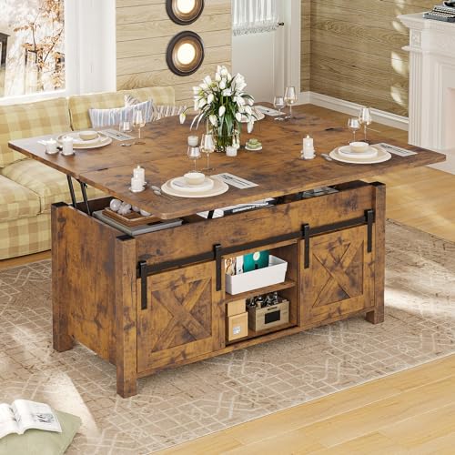 SEDETA Lift Top Coffee Table with Storage, Convertible Dining Table, Grey M719