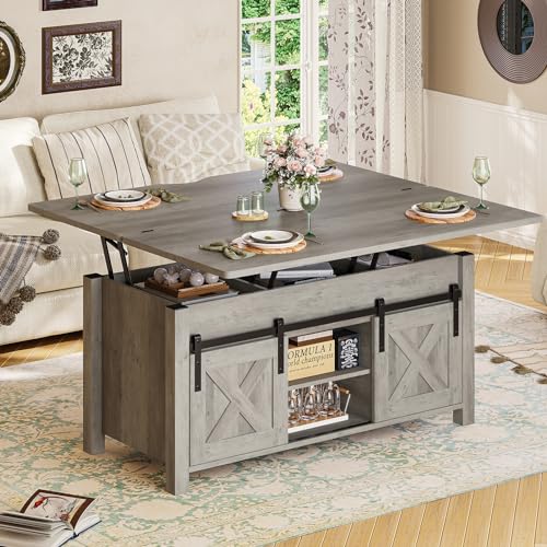 SEDETA Lift Top Coffee Table with Storage, Convertible Dining Table, Grey M719
