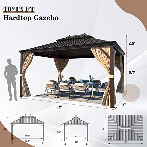 EROMMY 14'x20' Hardtop Gazebo Double Roof Galvanized Steel Outdoor Pavilion G3084