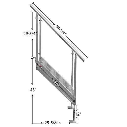 Extreme Max 3005.3843 Universal Mount Aluminum Dock Stair 4-Step X6977