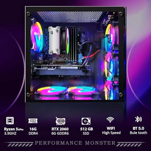 STGAubron Gaming PC Desktop, GeForce RTX 2060 Super, Intel Core i7, 16G DDR4, 1T SSD, Windows 11 Z1287