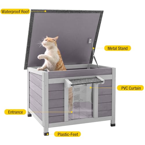 Aivituvin Cat House Outdoor Indoor Insulated Shelter with Escape Door R3178