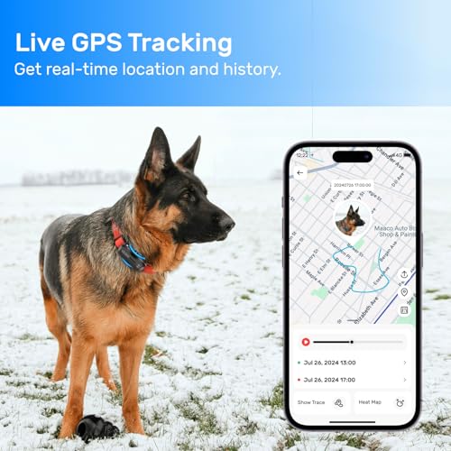 Dog GPS Tracker Waterproof Real-Time Location for Dogs 40 lbs+ (White) X621