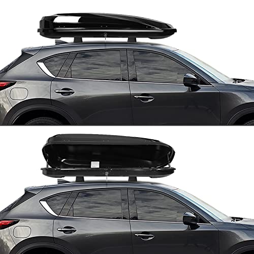 DNA MOTORING Rooftop Cargo Box Lockable Car Top Storage Case 110 Lbs Textured Black P1853