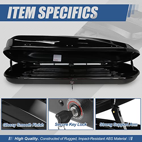 Auto Dynasty Hard Shell Roof Top Car Storage Cargo Carrier, Glossy Black L344
