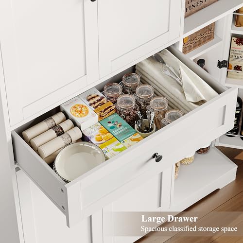 HOSTACK 68" Tall Kitchen Pantry Storage Cabinet with Doors and Shelves, White W23162