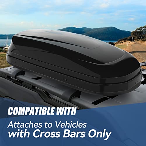 Auto Dynasty Hard Shell Roof Top Car Storage Cargo Carrier, Glossy Black L344
