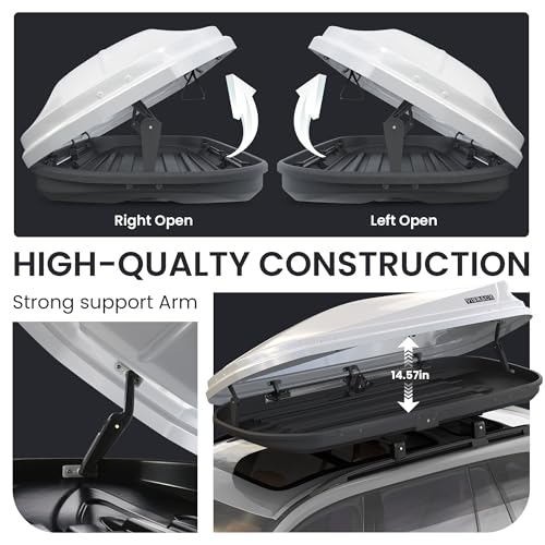 White Rooftop Cargo Box Carrier 21 Cubic Feet Dual Side Opening Waterproof Y6692