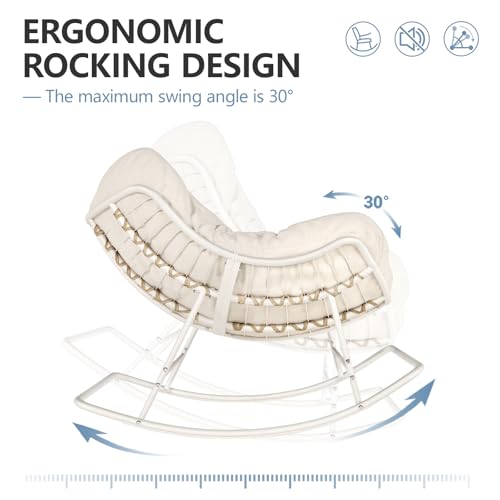 SWITTE Papasan Rocking Chair Outdoor Indoor, Oversized Wicker with Cushion, Gray H68308