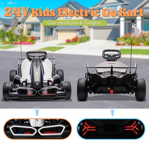 Licensed BMW 36V Electric Drift Go Kart for Kids, 7.5 MPH, White M530400